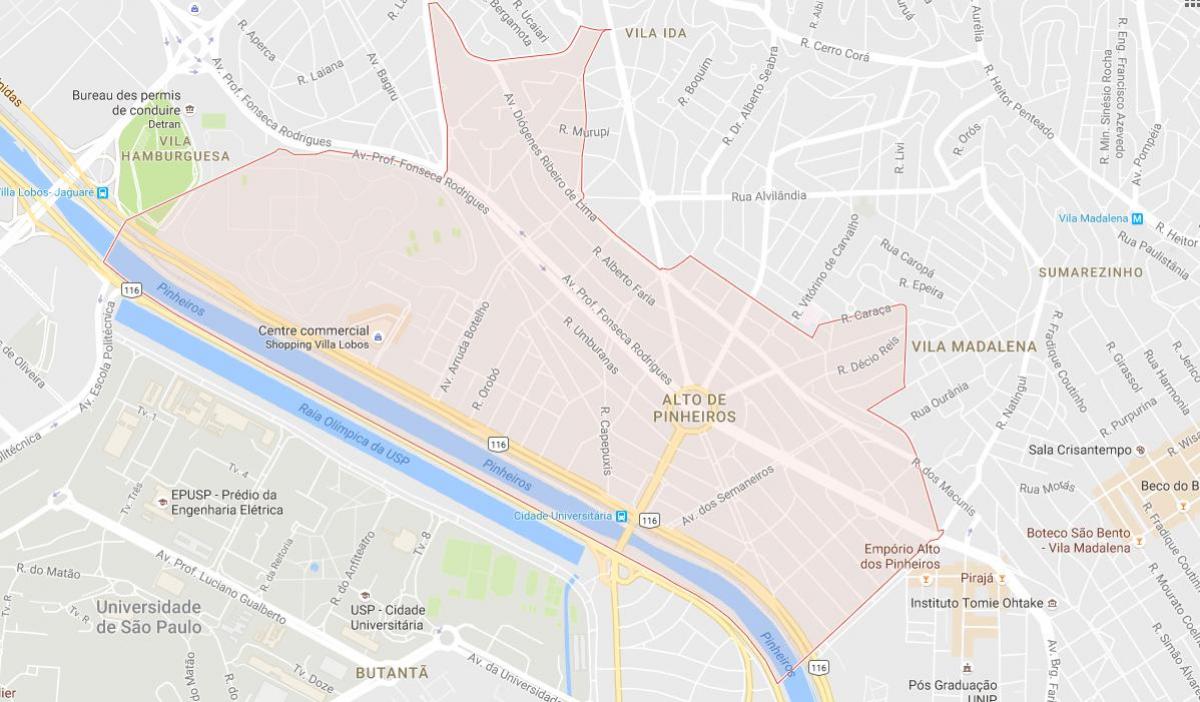 Zemljevid Alto de Pinheiros São Paulo