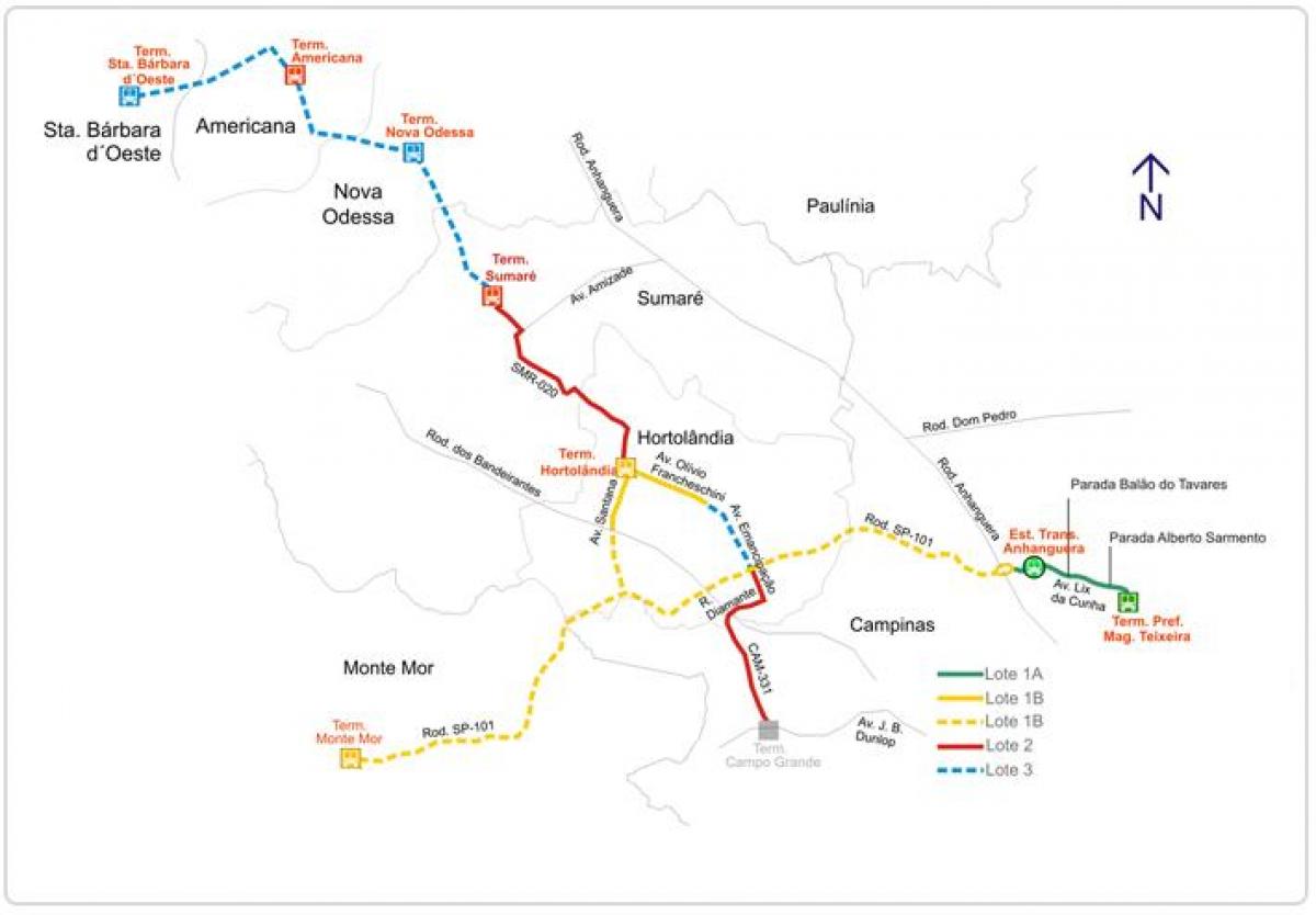 Zemljevid corredor metropolitano Biléo Soares