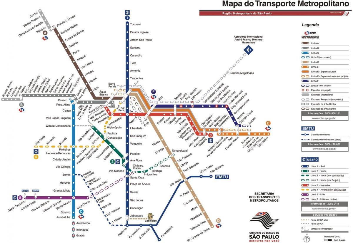 Zemljevid mestnem prometu São Paulo