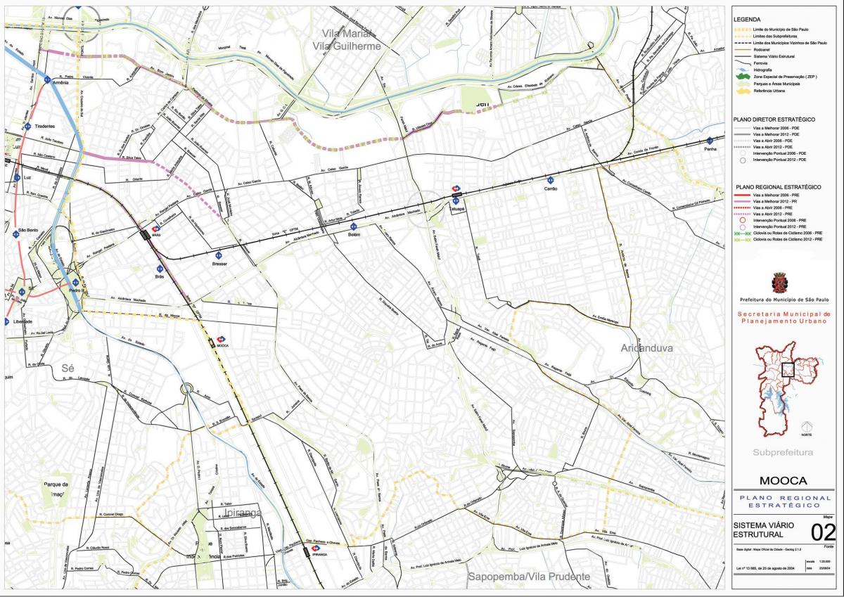 Zemljevid Mooca Sao Paulo - Ceste