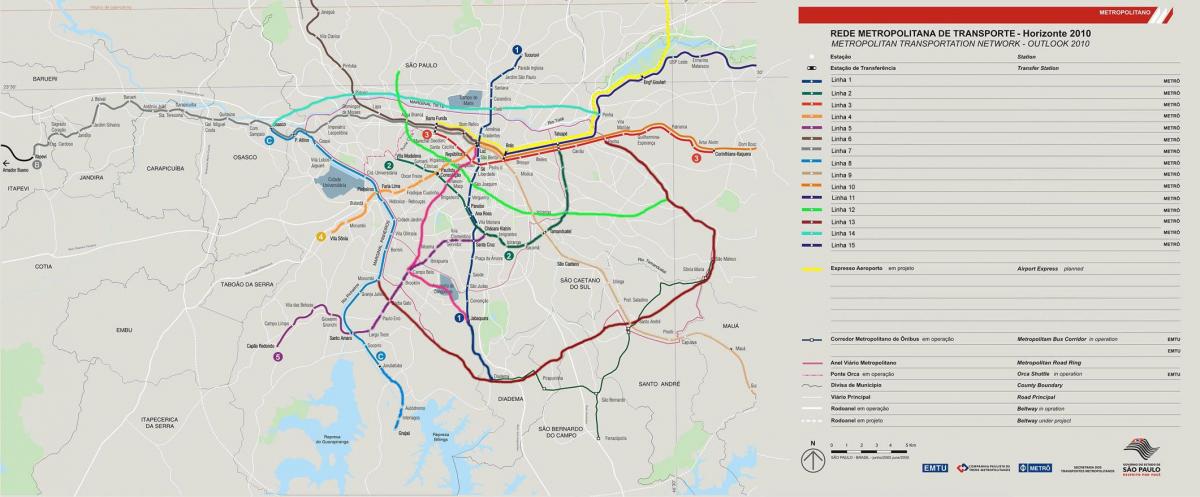 Zemljevid omrežja prevoz São Paulo