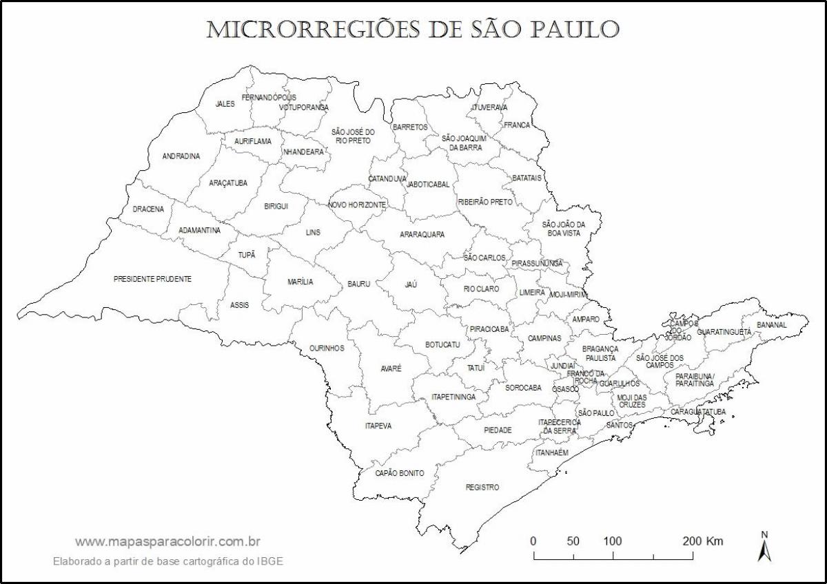 Zemljevid São Paulo virgin - mikro-regije