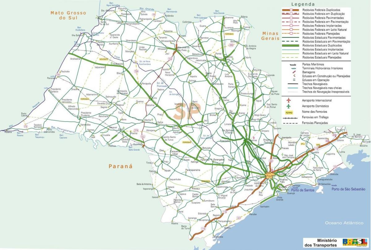 Zemljevid São Paulo avtocest