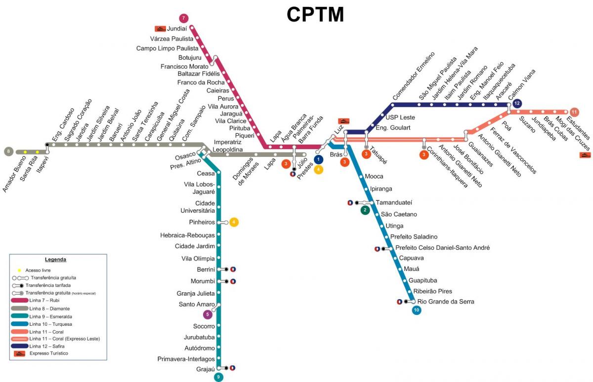 Zemljevid São Paulo CPTM