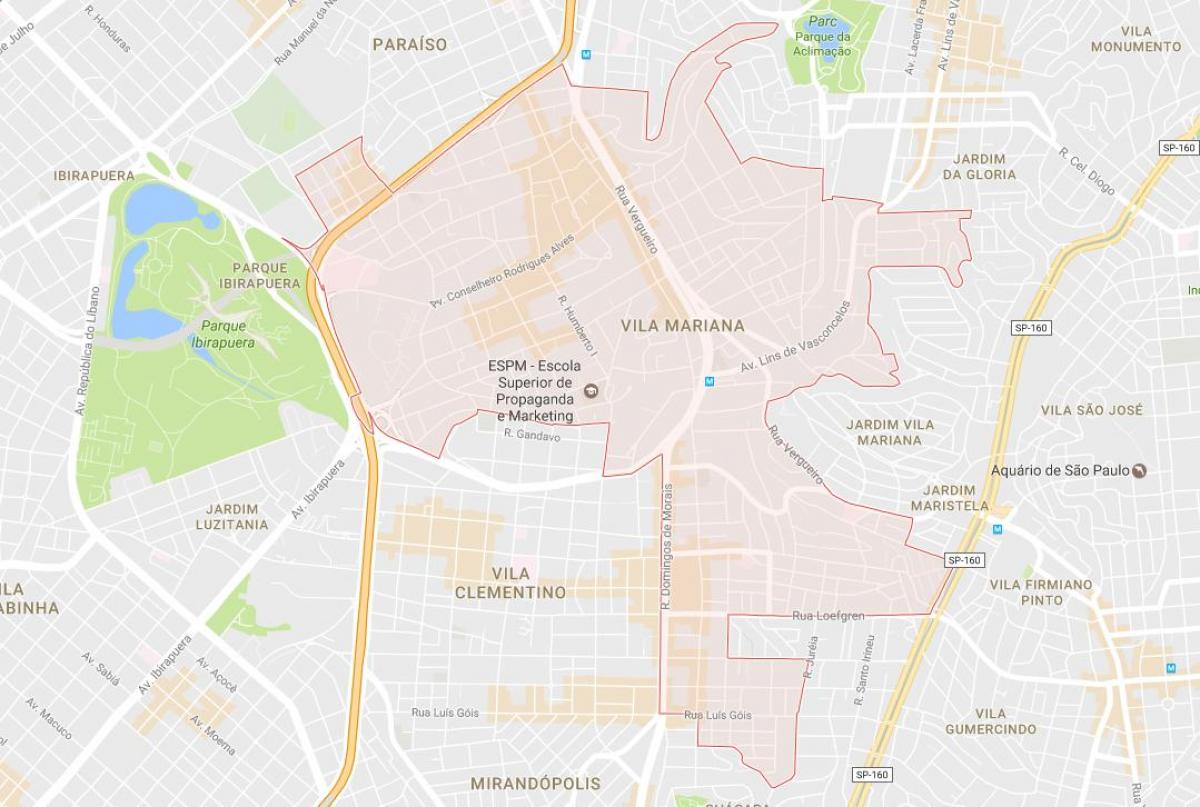 Zemljevid Vila Marianski São Paulo