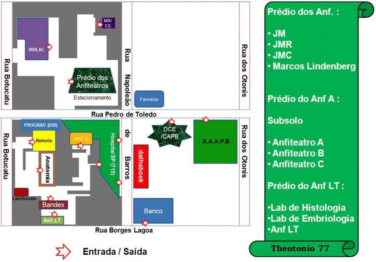 Zemljevid zvezni univerzi v São Paulo - UNIFESP