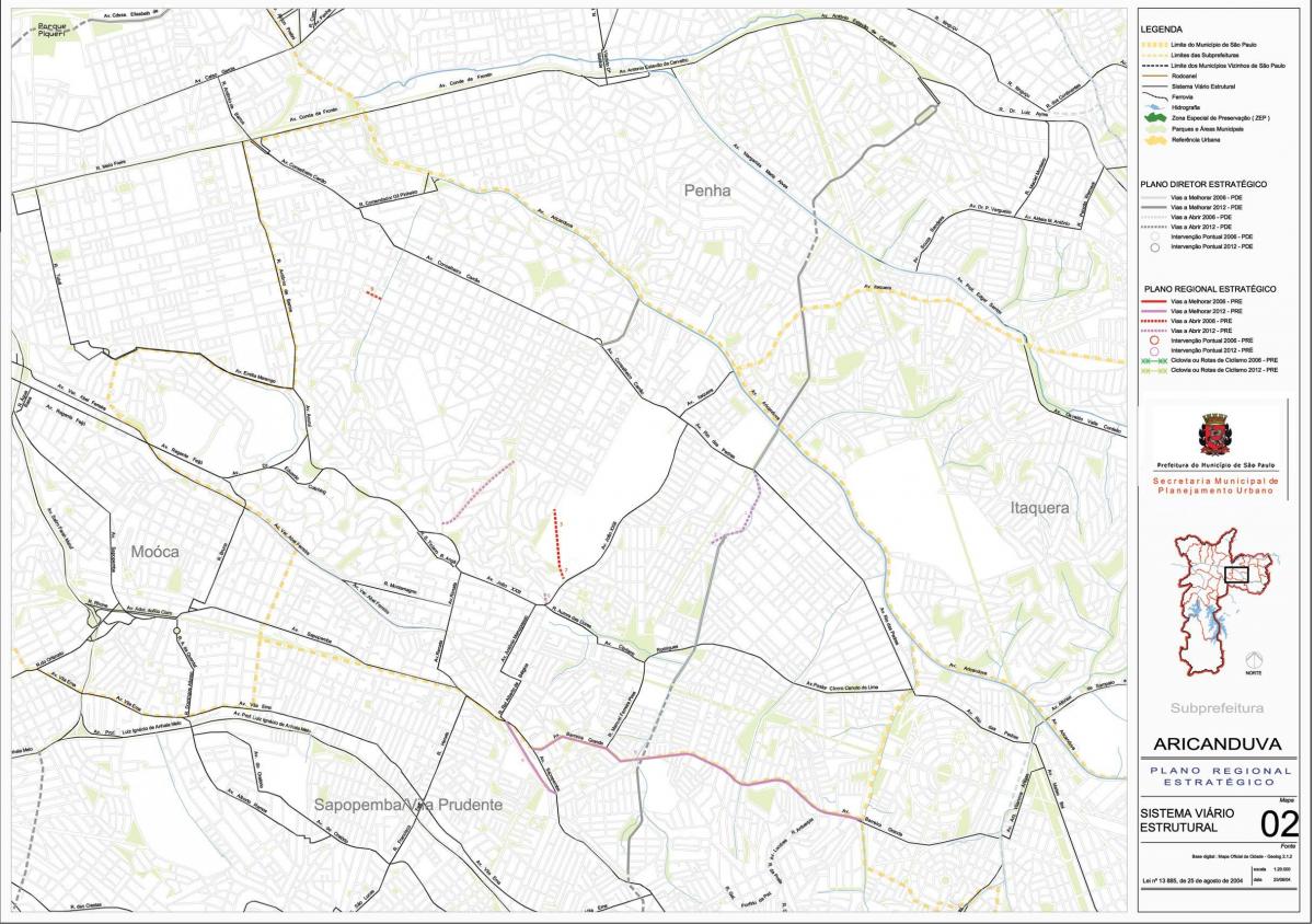 Zemljevid Aricanduva-Vila Formozi Sao Paulo - Ceste
