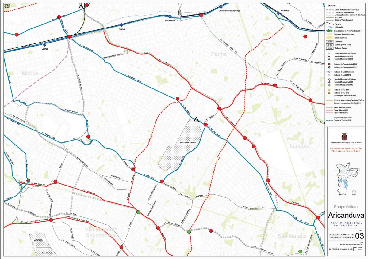 Zemljevid Aricanduva-Vila Formozi Sao Paulo - Javni prevozi