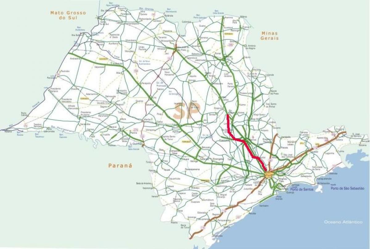 Zemljevid Bandeirantes avtocesti - SP 348