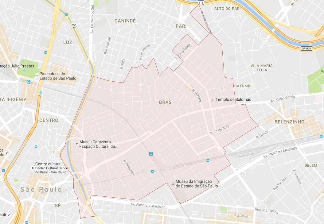 Zemljevid Brás São Paulo