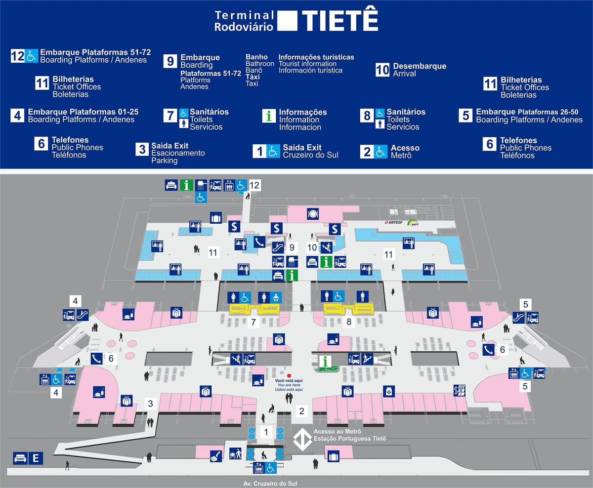 Zemljevid bus terminal Tietê