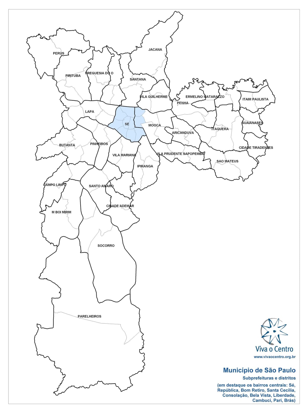 Zemljevid Centralne cone São Paulo