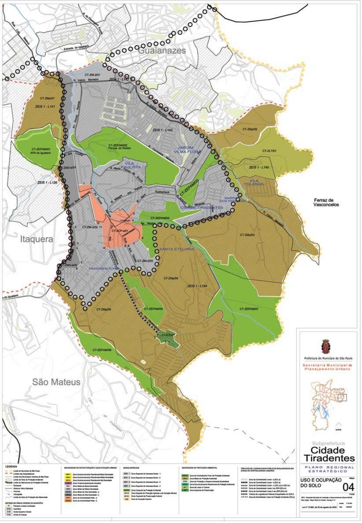 Zemljevid Cidade Tiradentes Sao Paulo - Poklic tal