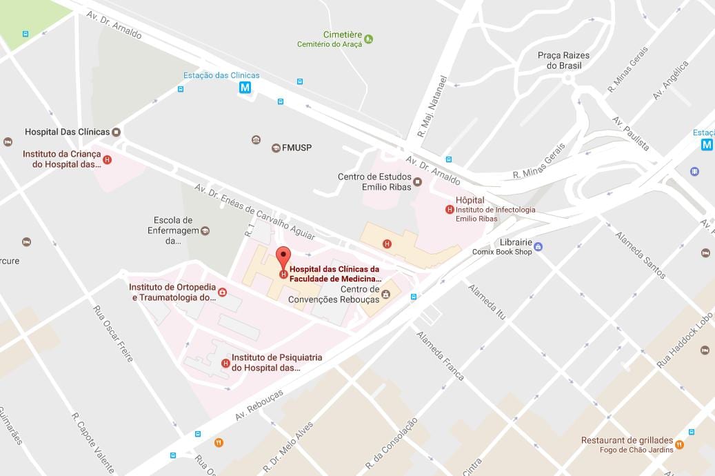 Zemljevid Clínicas bolnišnici