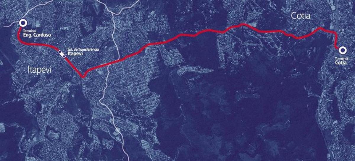 Zemljevid corredor BRT metropolitano Itapevi-Cotia