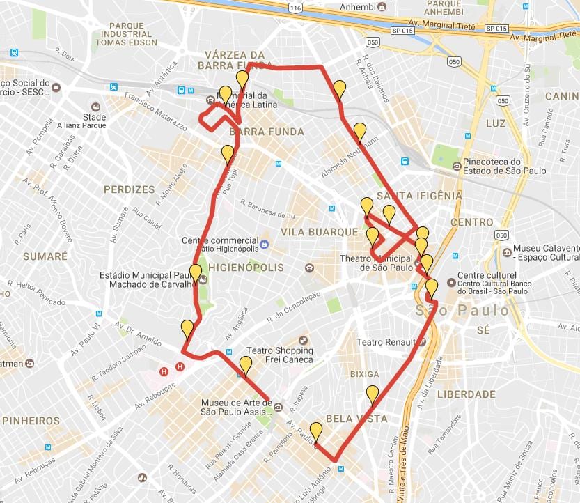 Zemljevid Corrida Mednarodnih São Silvestre