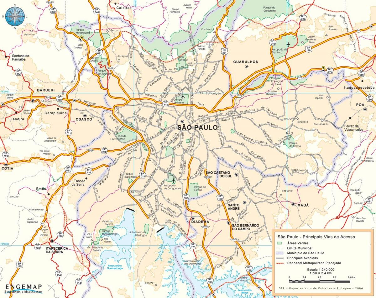 Zemljevid dostopne ceste São Paulo