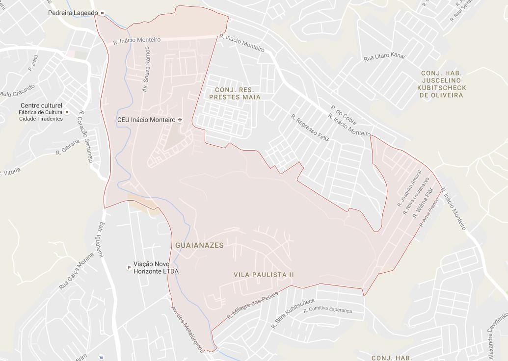 Zemljevid Guaianases São Paulo
