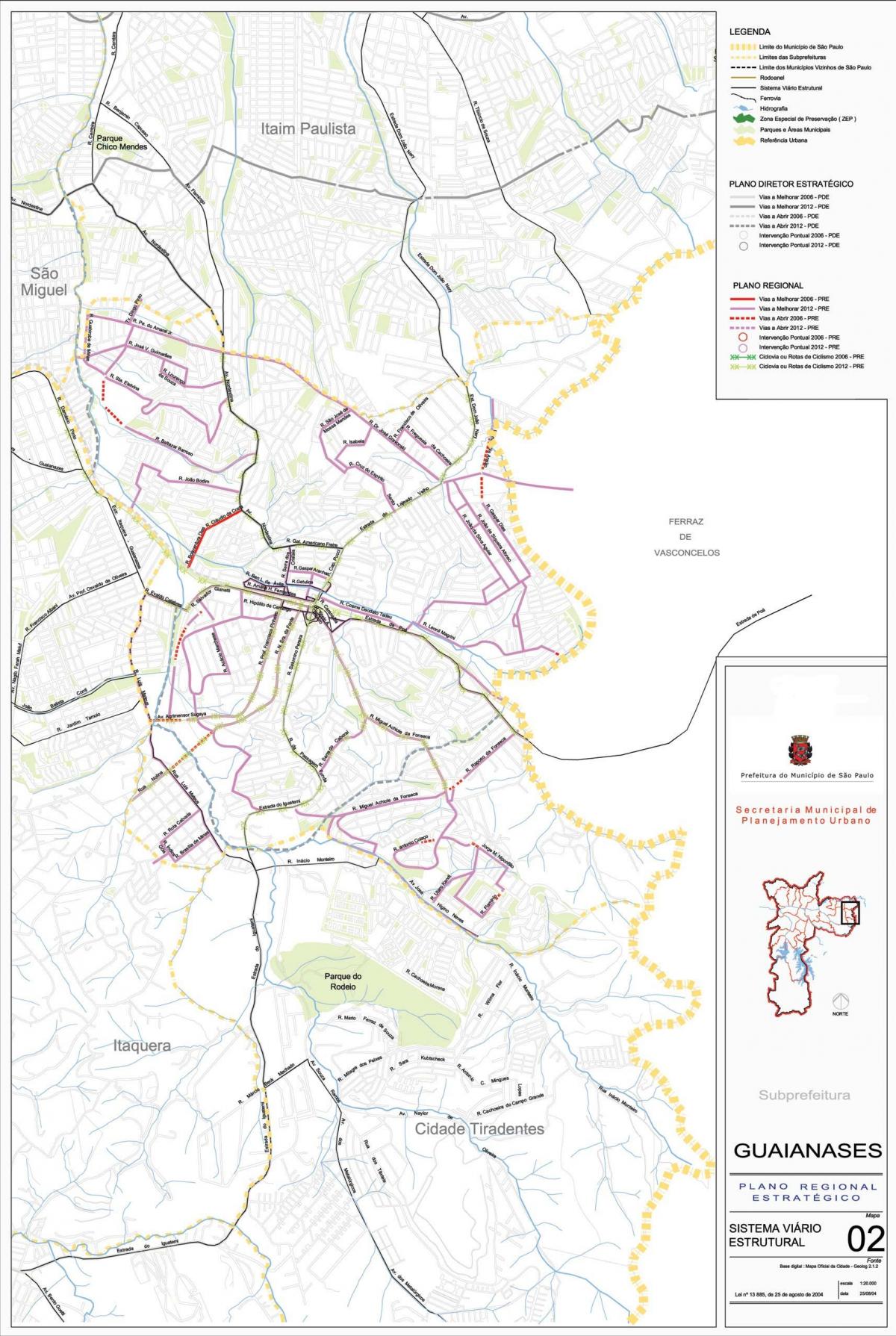 Zemljevid Guaianases Sao Paulo - Ceste