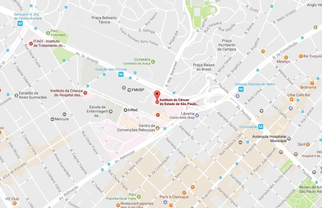 Zemljevid Inštitut za Raka São Paulo