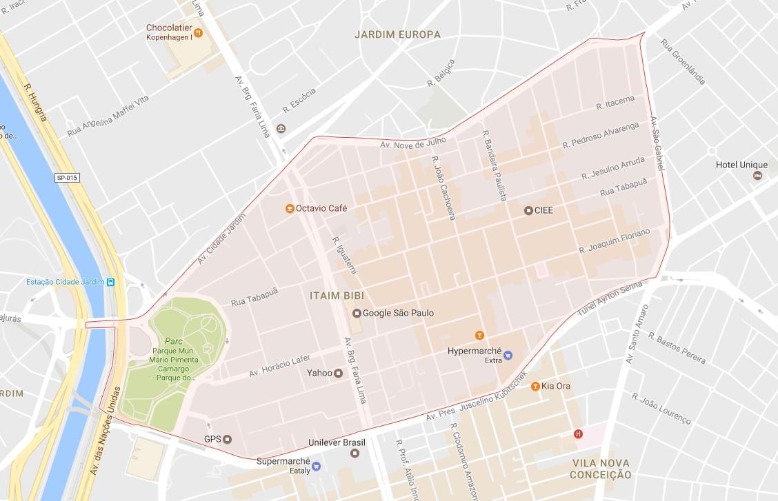 Zemljevid Itaim Bibi São Paulo