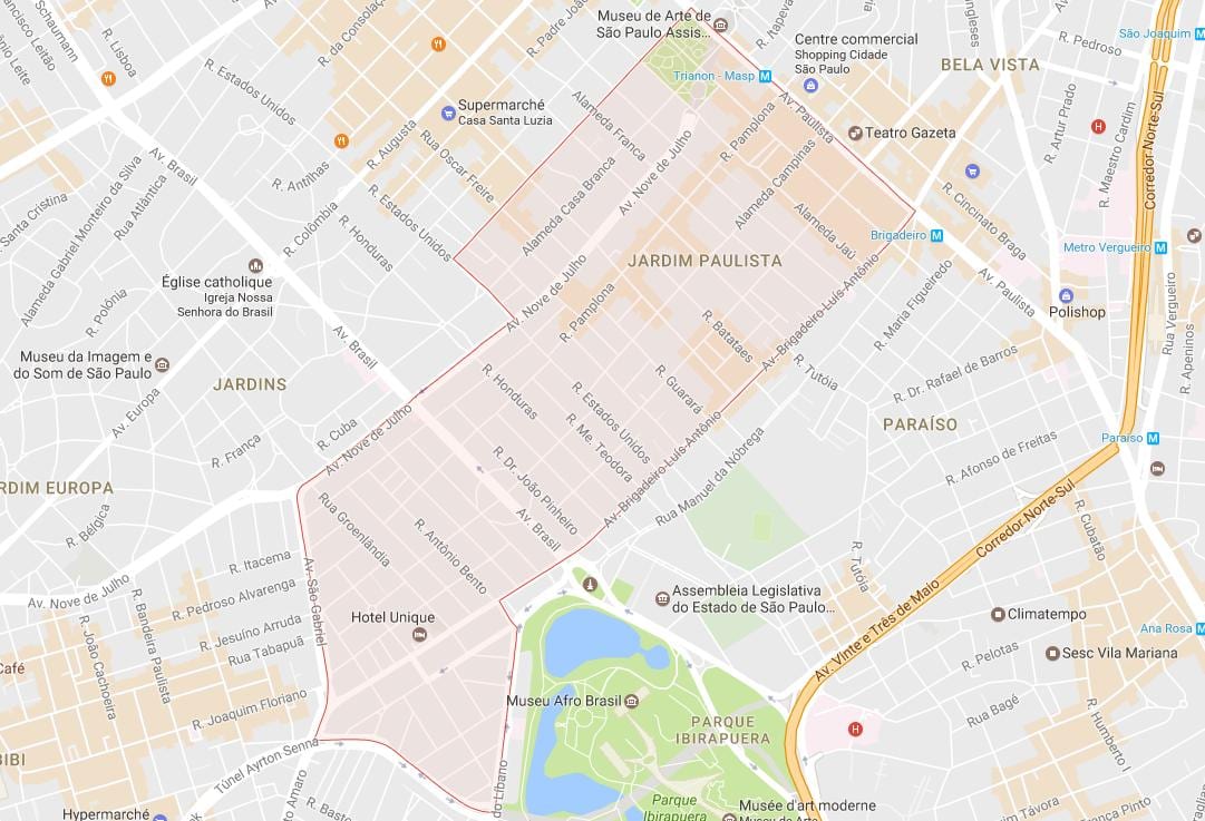 Zemljevid Jardim Paulista São Paulo
