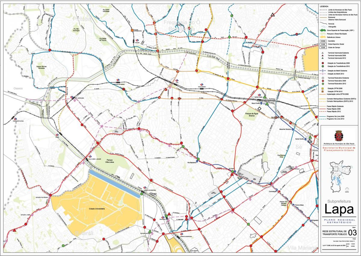 Zemljevid Lapa Sao Paulo - Javni prevozi