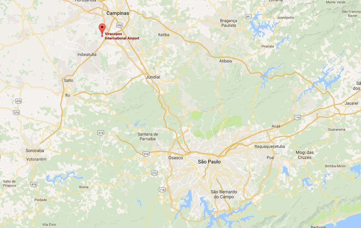 Zemljevid mednarodno letališče Campinas