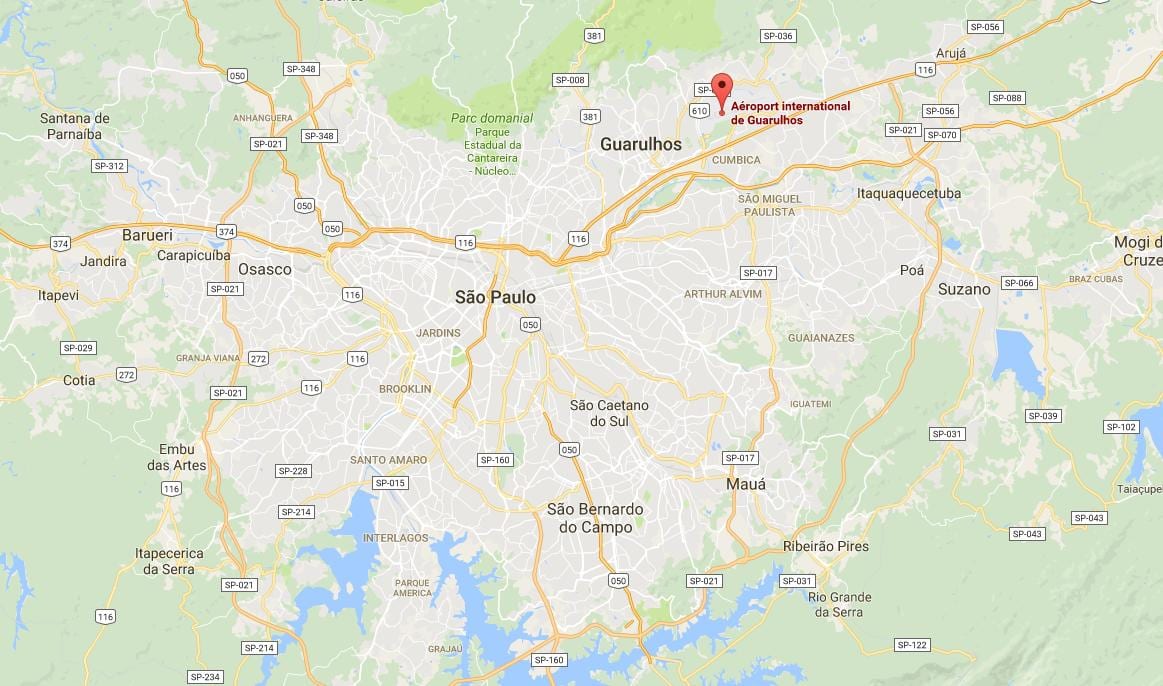 Zemljevid mednarodno letališče Guarulhos