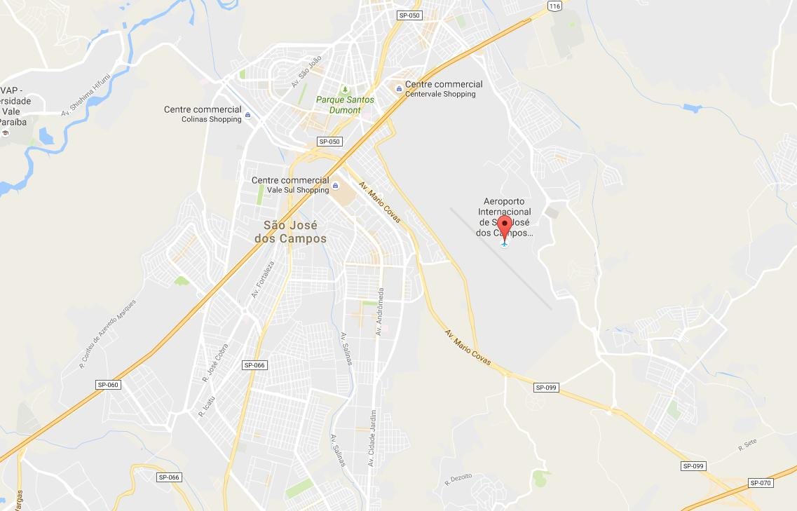 Zemljevid mednarodno letališče São José dos Campos