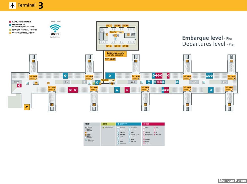 Zemljevid mednarodno letališče Sao Paulo-Guarulhos - Terminal 3