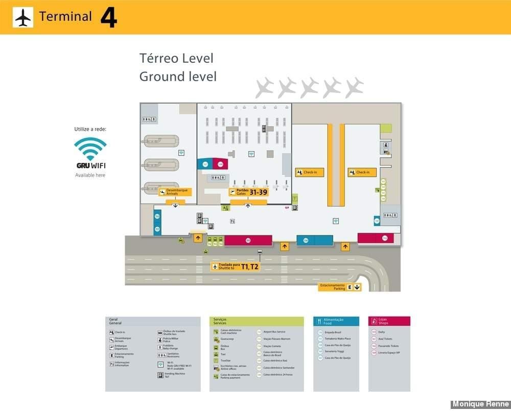 Zemljevid mednarodno letališče Sao Paulo-Guarulhos - Terminal 4