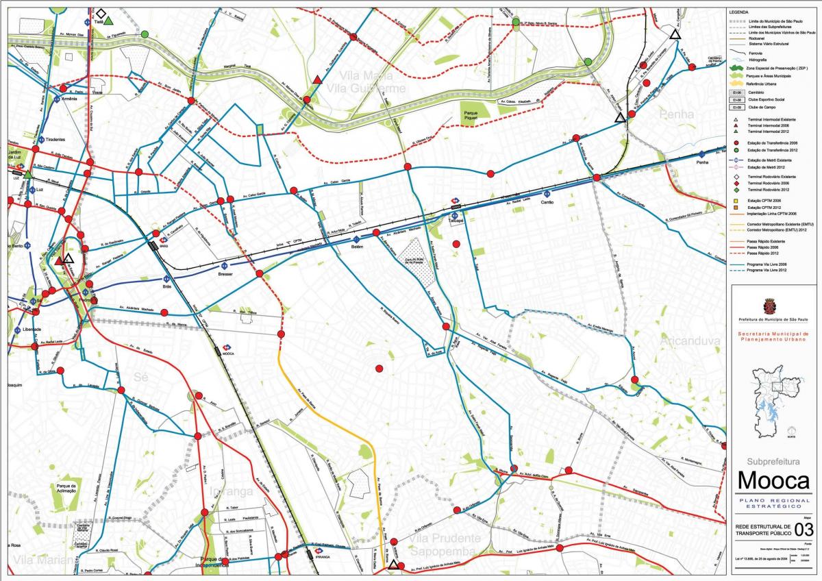 Zemljevid Mooca Sao Paulo - Javni prevozi