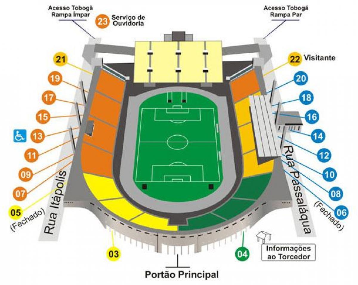 Zemljevid Pacaembu São Paulo, stadion
