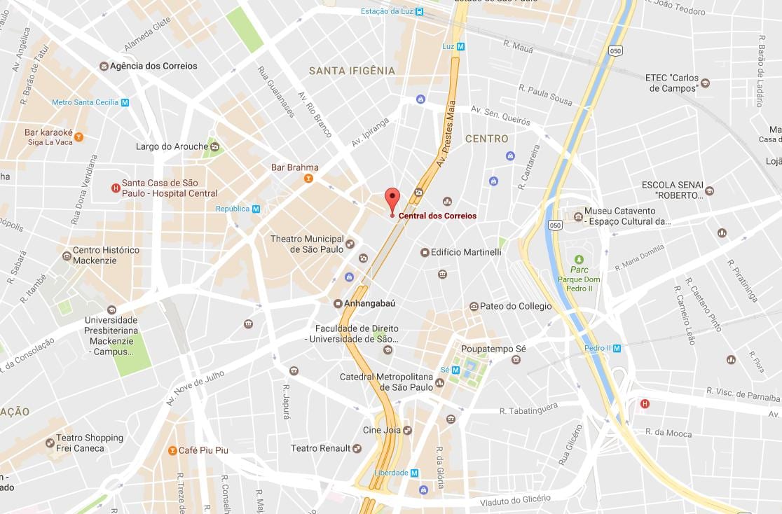 Zemljevid Palácio dos Correios São Paulo