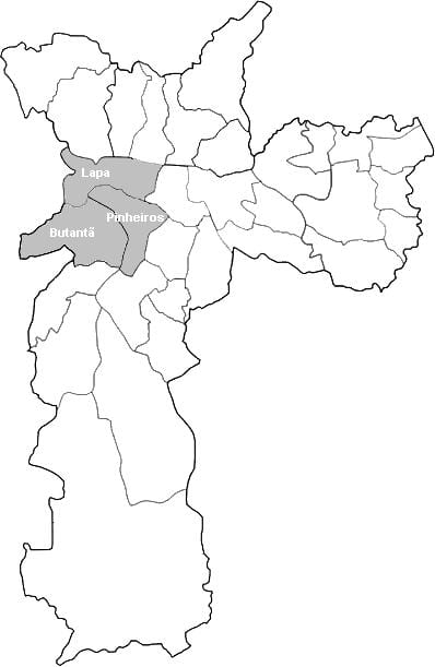 Zemljevid območja Oeste São Paulo