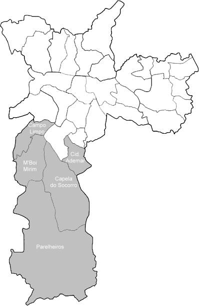 Zemljevid območja Sul São Paulo