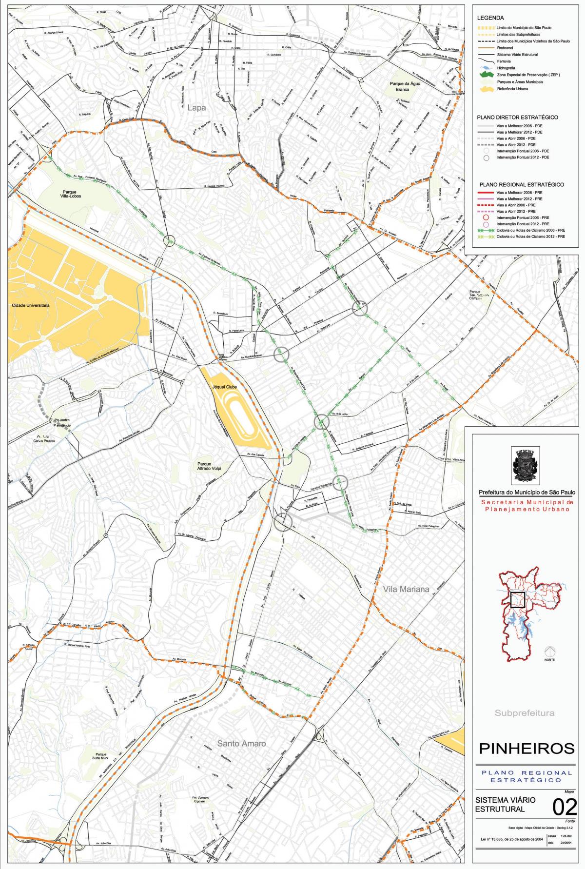 Zemljevid Pinheiros Sao Paulo - Ceste