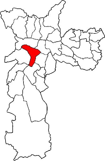 Zemljevid Pinheiros sub-prefekturi São Paulo
