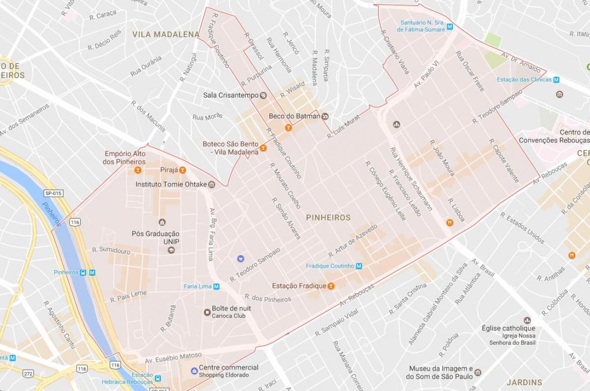 Zemljevid Pinheiros São Paulo
