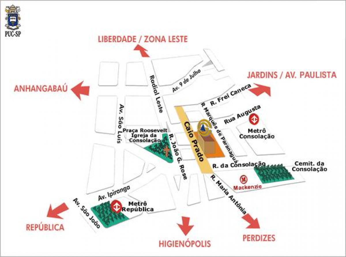 Zemljevid Pontifikalnem Katoliški Univerzi v São Paulo