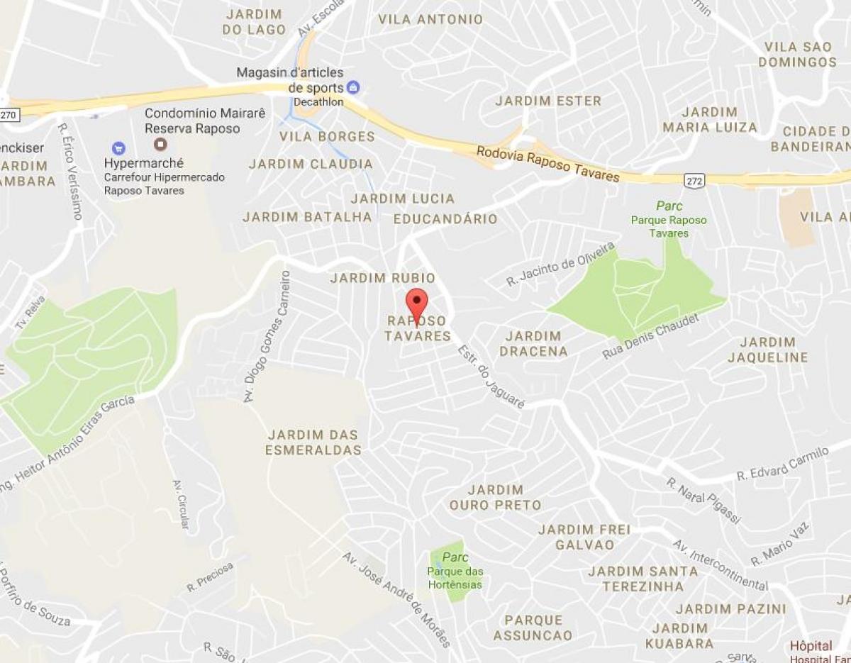 Zemljevid Raposo Tavares São Paulo
