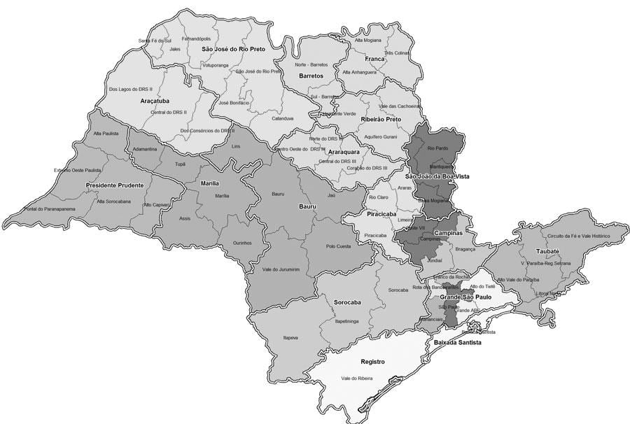 Zemljevid São Paulo, črna in bela