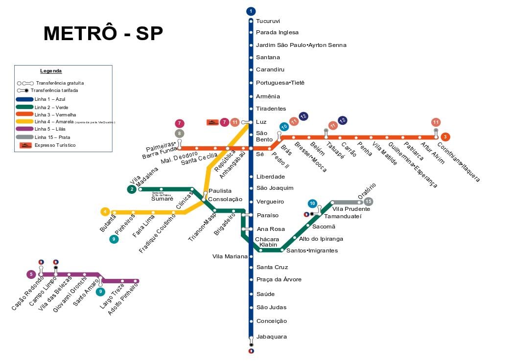 Zemljevid São Paulo, metro
