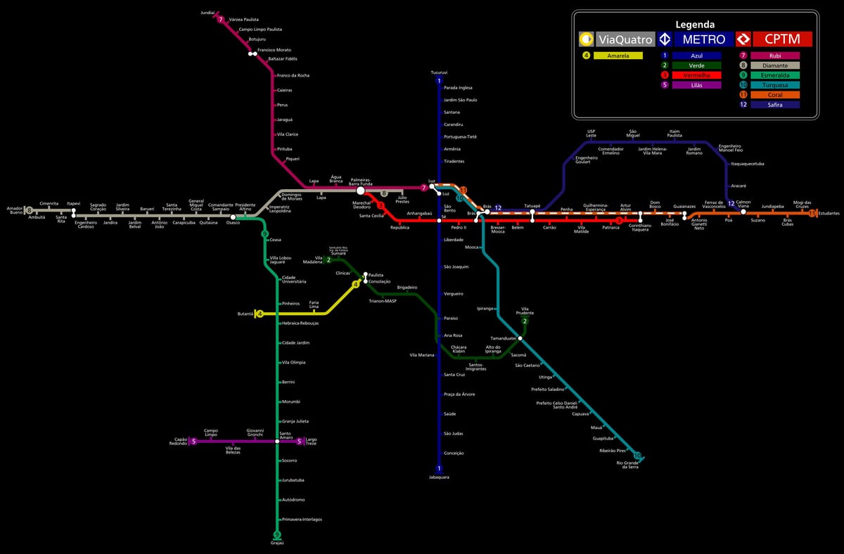 Zemljevid São Paulo CPTM metro
