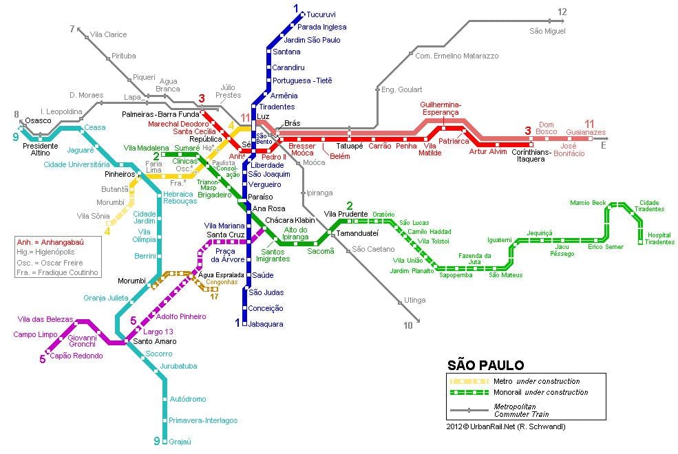Zemljevid São Paulo enotirna