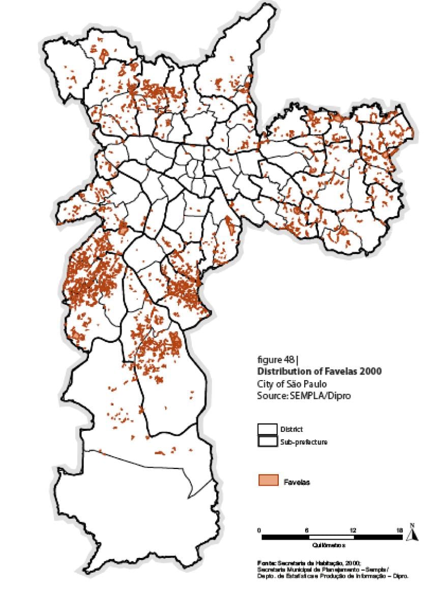 Zemljevid São Paulo favelas