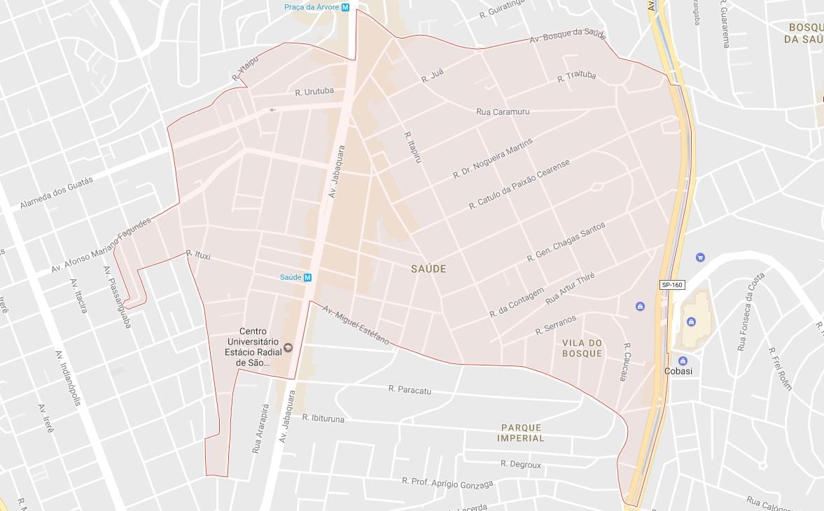 Zemljevid Saúde São Paulo