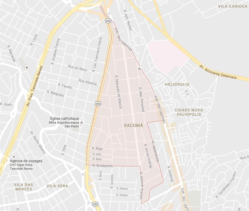 Zemljevid Sacomã São Paulo
