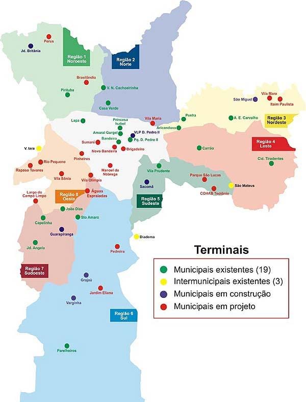 Zemljevid sponkami bus São Paulo